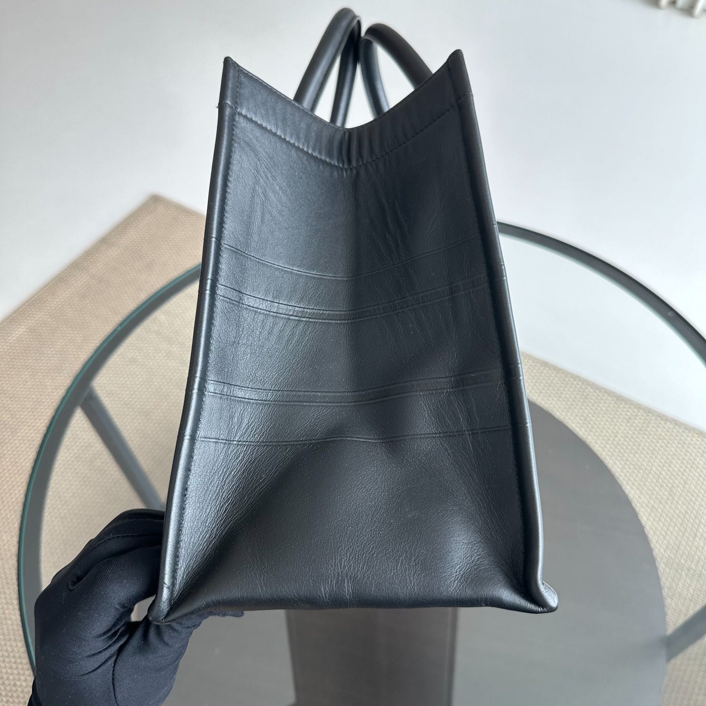 Book Tote Medium 36CM Calfskin Leather Black Top Handle Bag