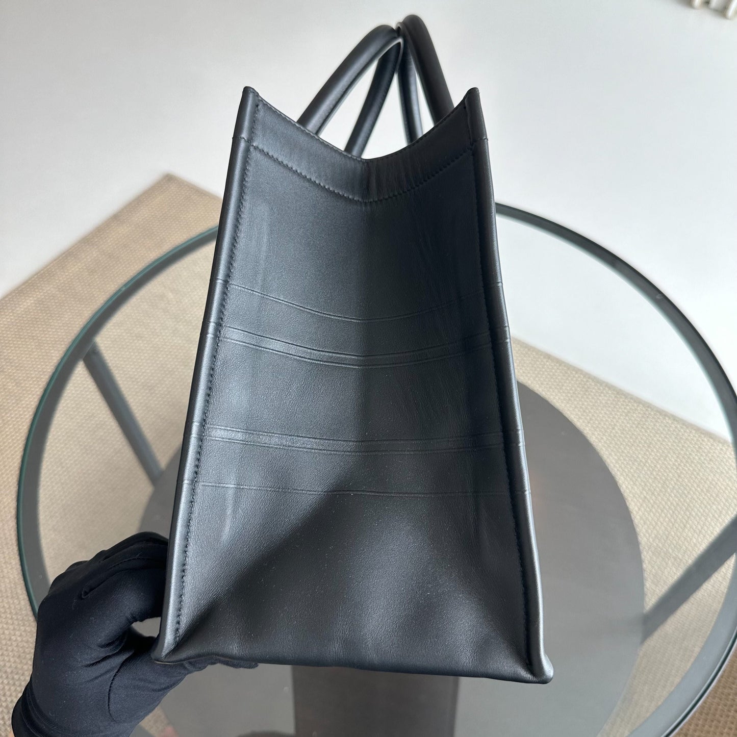 Book Tote Medium 36CM Calfskin Leather Black Top Handle Bag