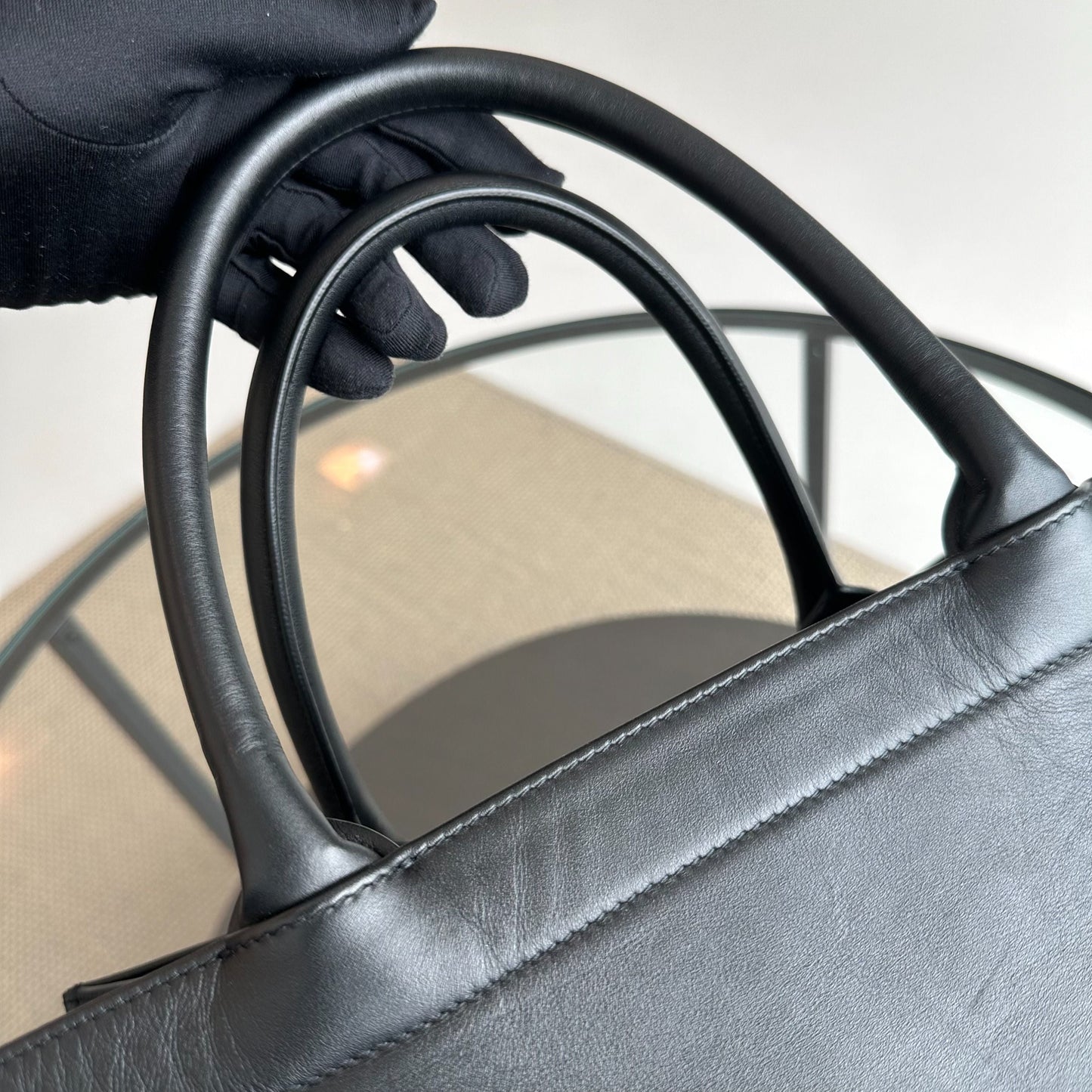 Book Tote Medium 36CM Calfskin Leather Black Top Handle Bag
