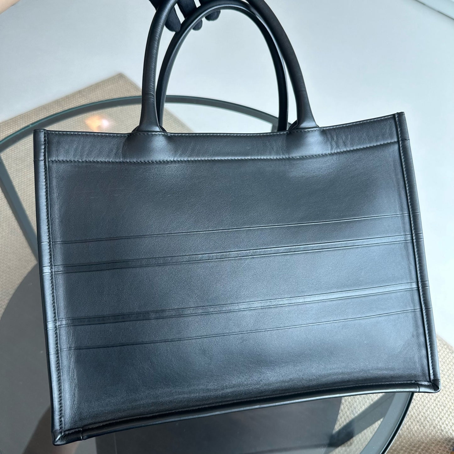Book Tote Medium 36CM Calfskin Leather Black Top Handle Bag