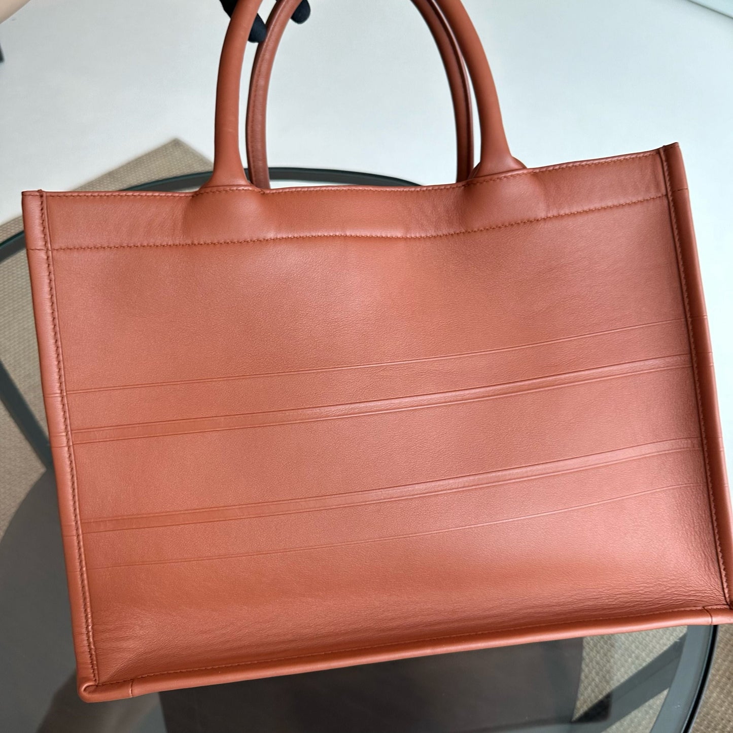 Book Tote Medium Smooth Calfskin Brown Top Handle Bag