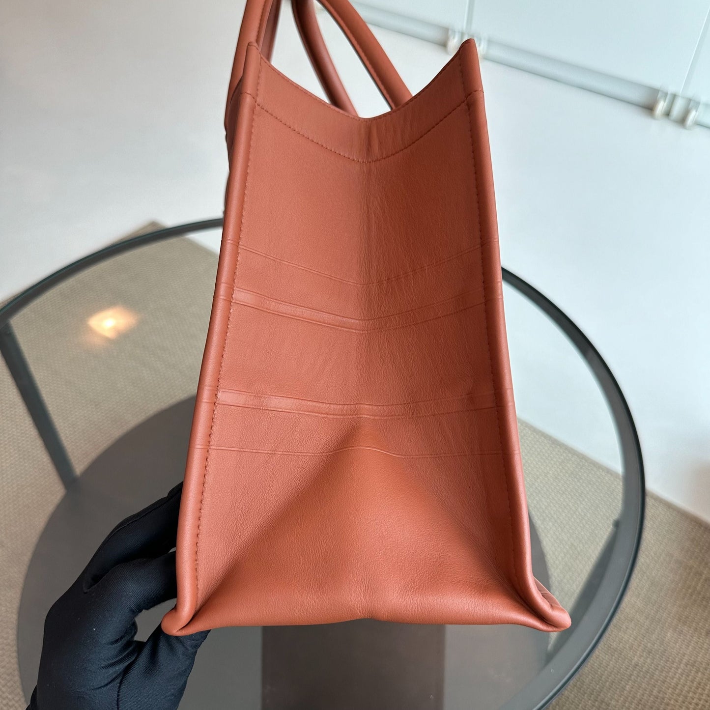 Book Tote Medium Smooth Calfskin Brown Top Handle Bag