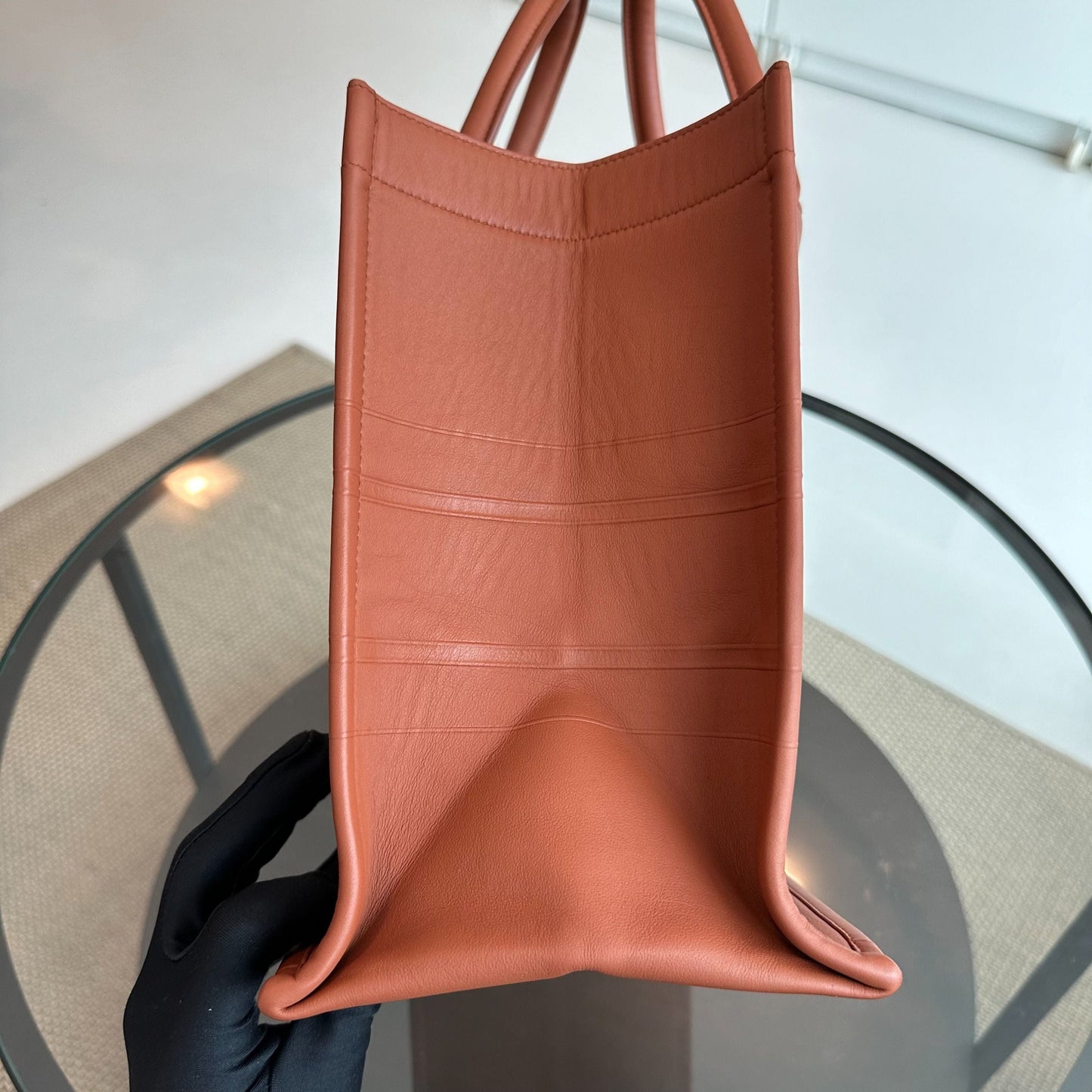 Book Tote Medium Smooth Calfskin Brown Top Handle Bag