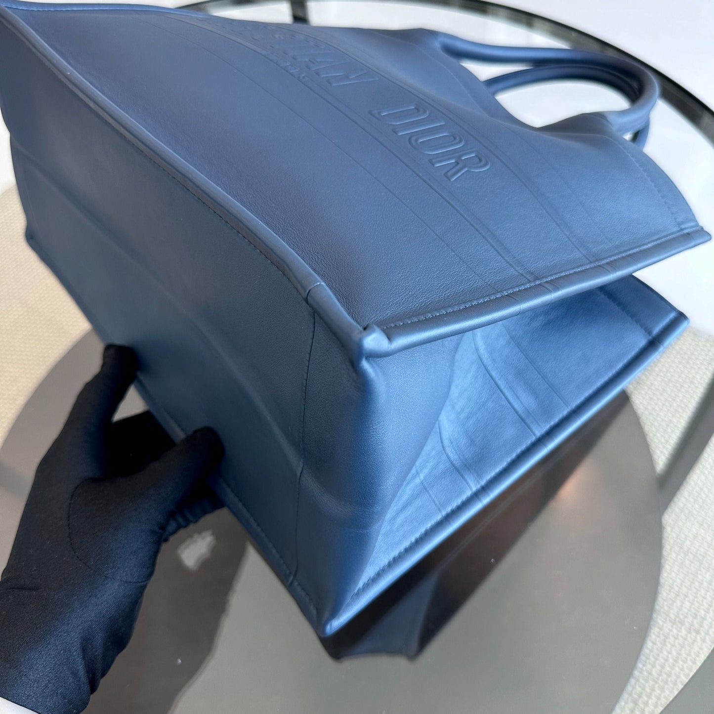 Book Tote Medium Smooth Calfskin Dark Blue