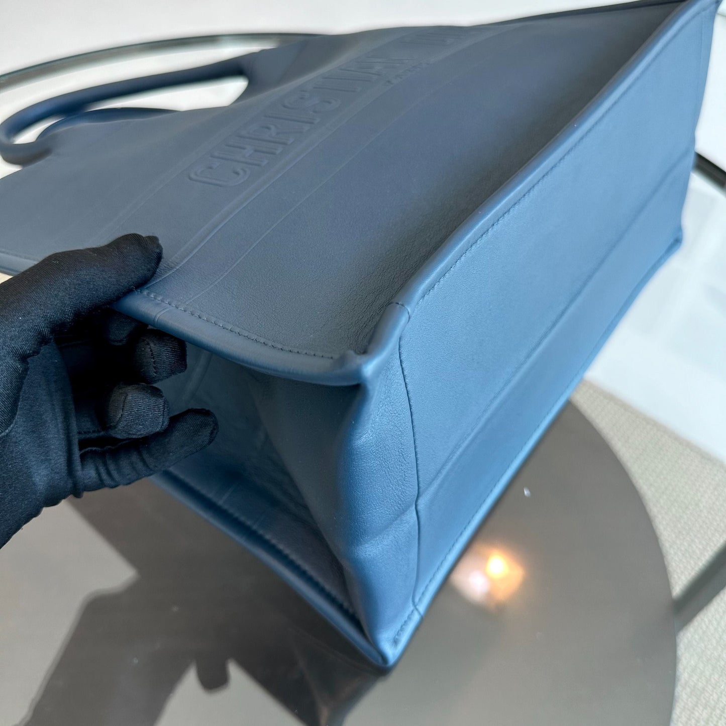 Book Tote Medium Smooth Calfskin Dark Blue