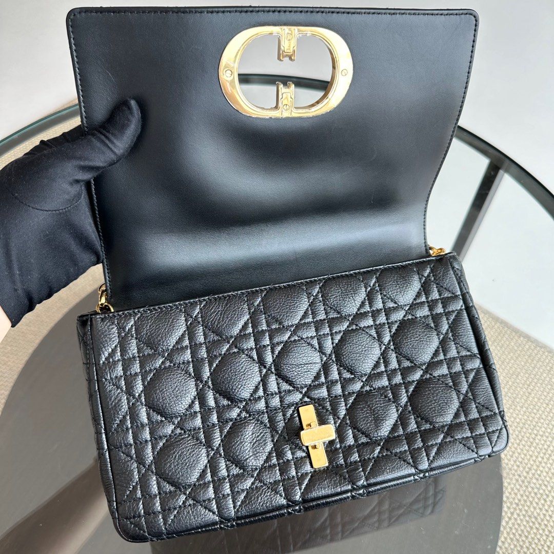 Caro Medium Cannage Calfskin Black GHW