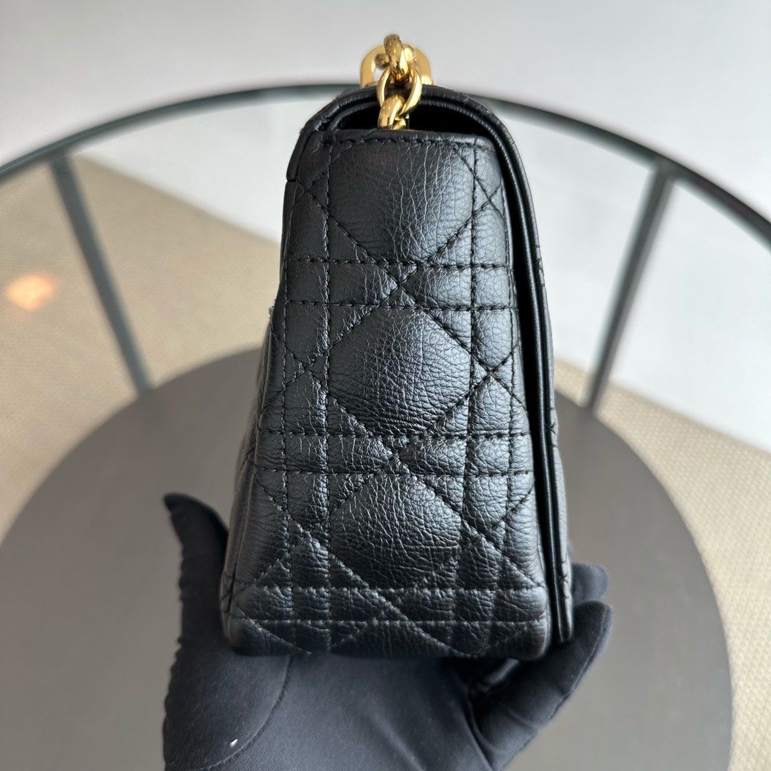 Caro Medium Cannage Calfskin Black GHW