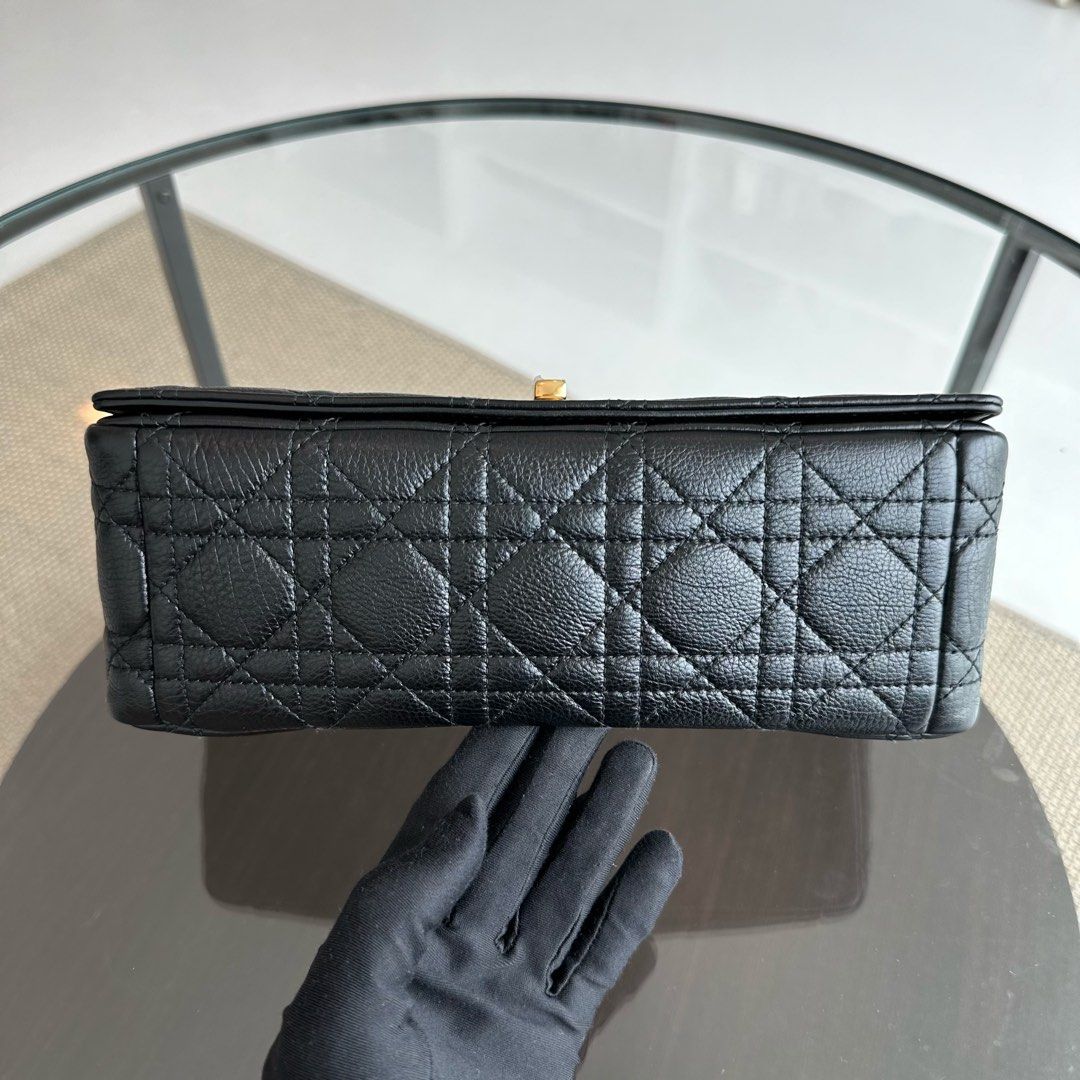 Caro Medium Cannage Calfskin Black GHW