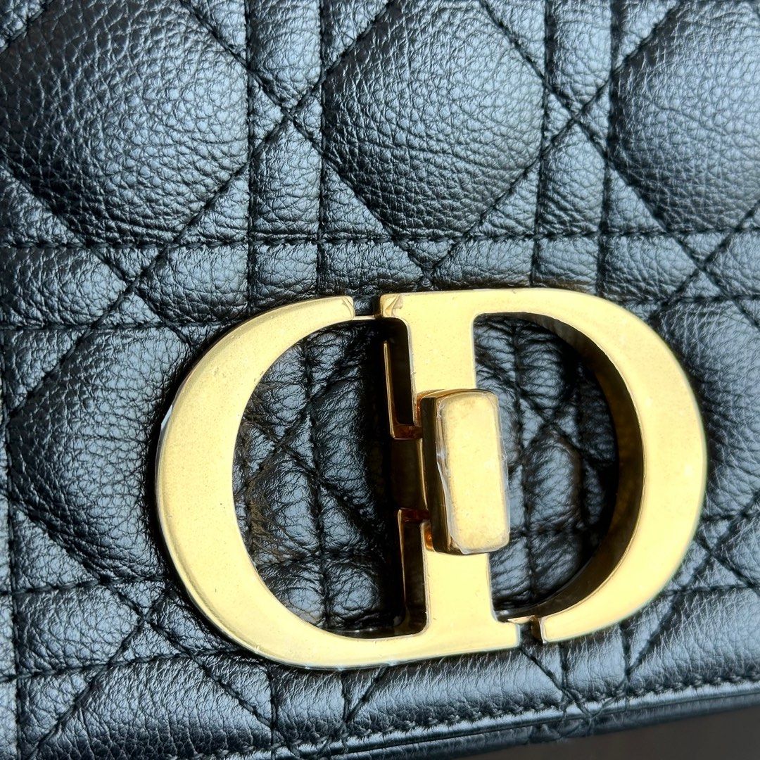 Caro Medium Cannage Calfskin Black GHW