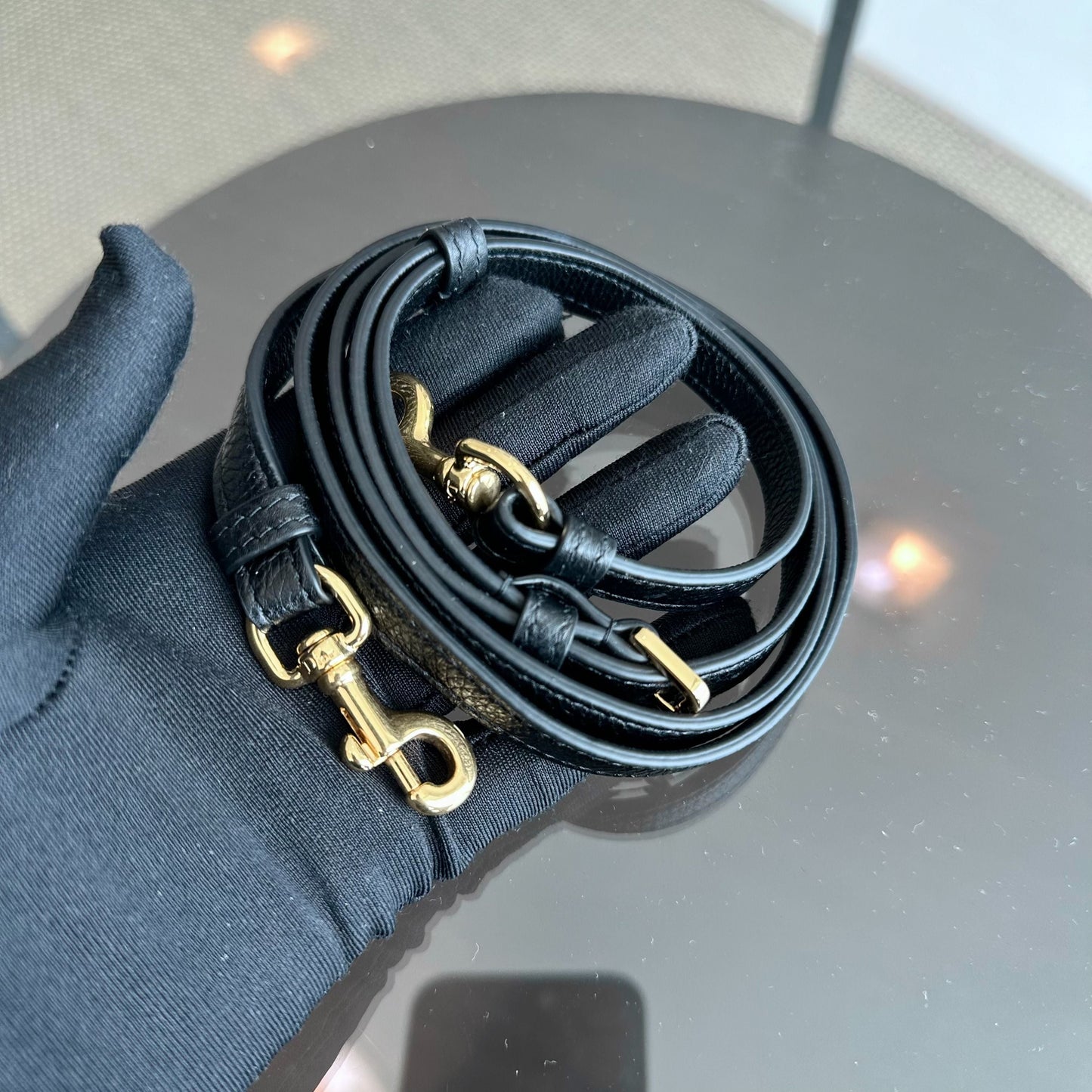 Caro Pouch WOC Wallet On Chain Cannage Grained Calfskin Black GHW