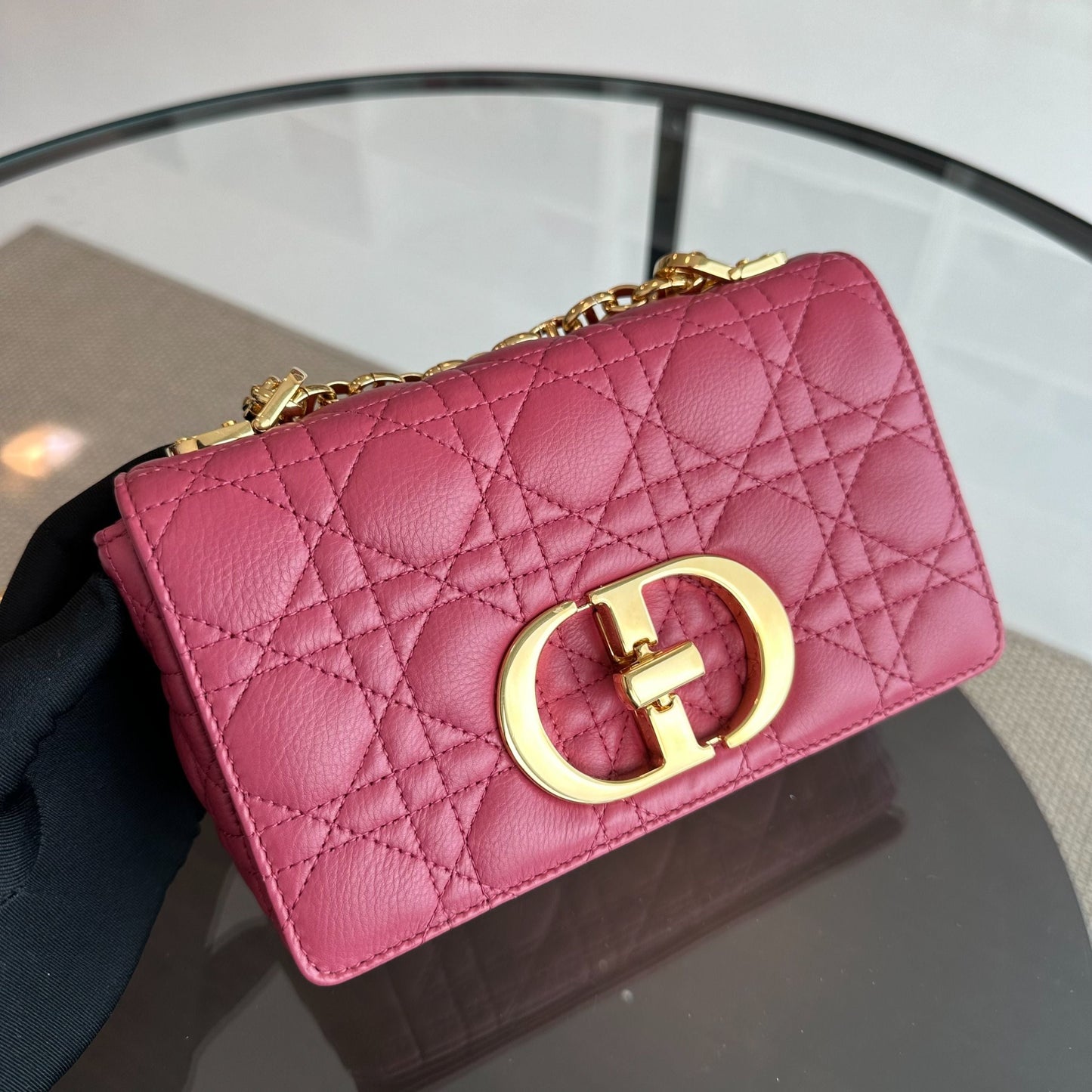 Dior Caro Small - Cannage Flap Bag Pink Calfskin Gold Hardware