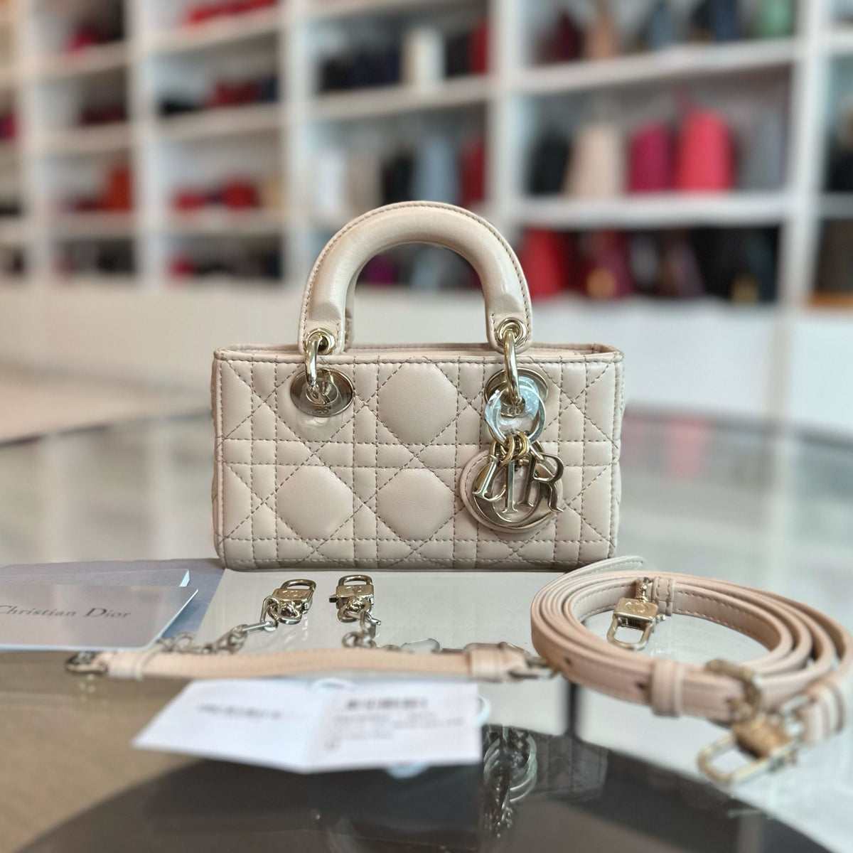 D-Joy Mini Beige Lambskin GHW D Joy