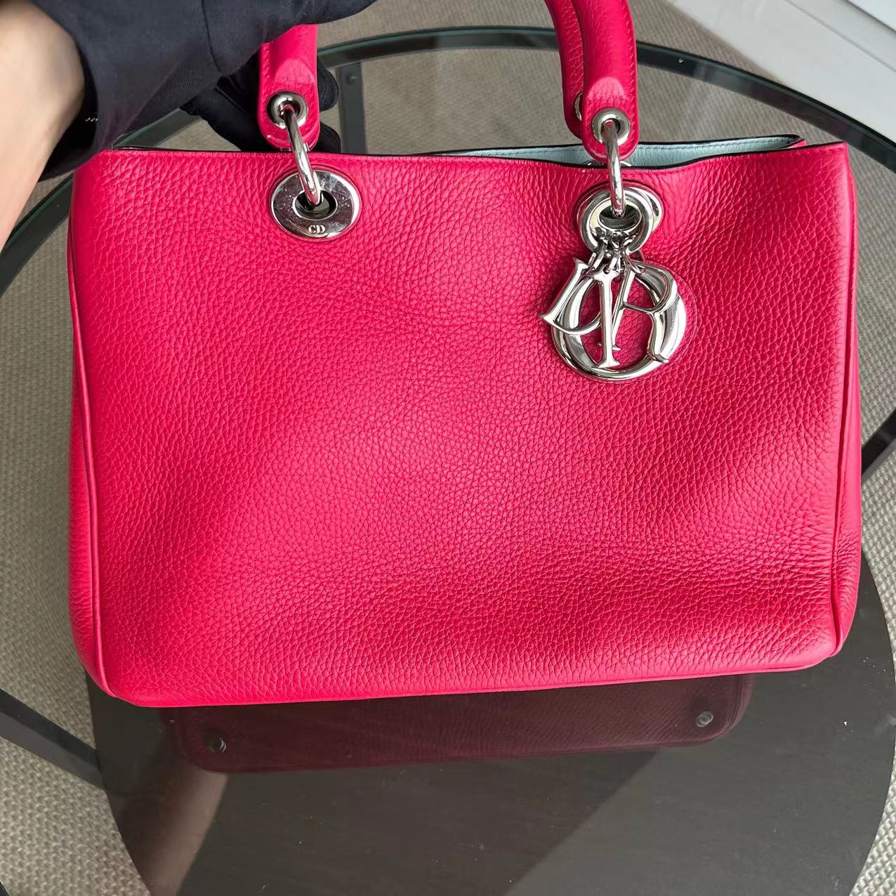 Diorissimo Grained Calfskin Hot Pink Silver Hardware
