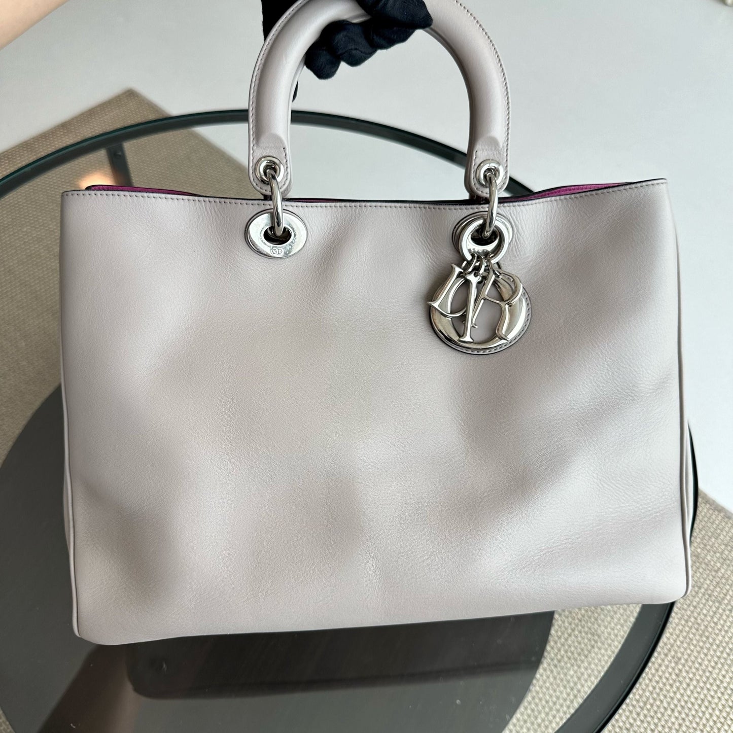 Diorissimo Large Smooth Calfskin Grey Tote SHW