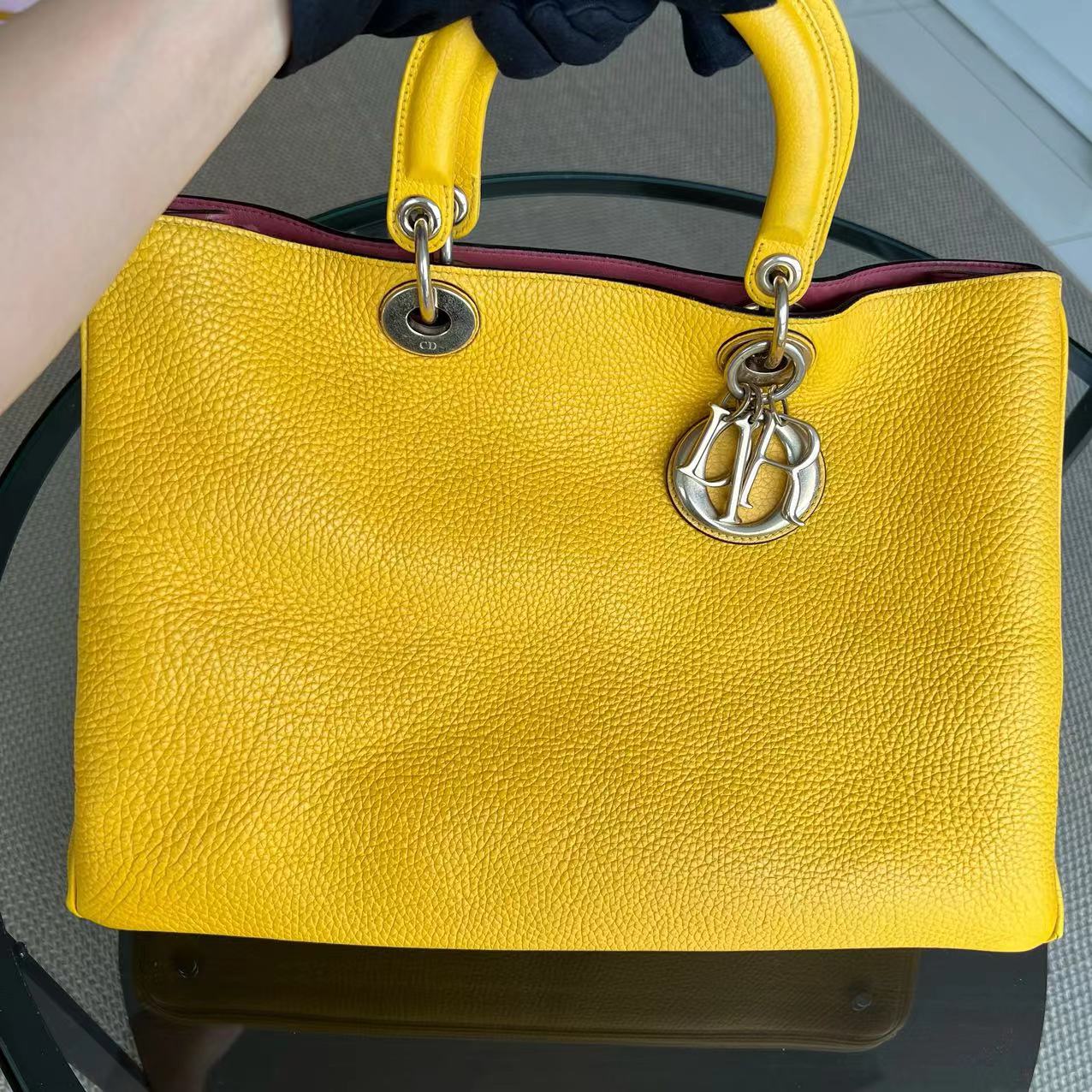 Diorissimo Medium 31CM Grained Calfskin Yellow GHW
