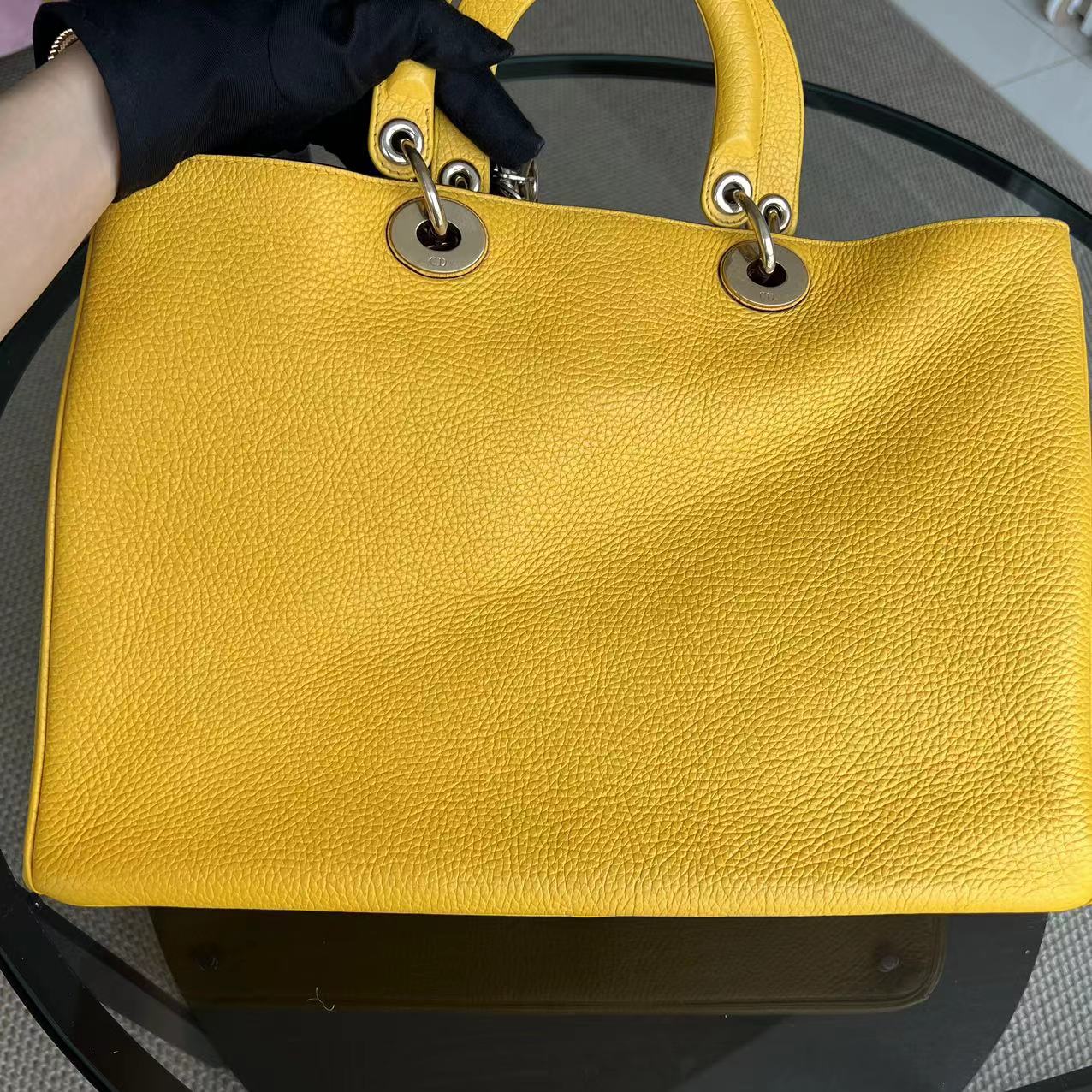 Diorissimo Medium 31CM Grained Calfskin Yellow GHW