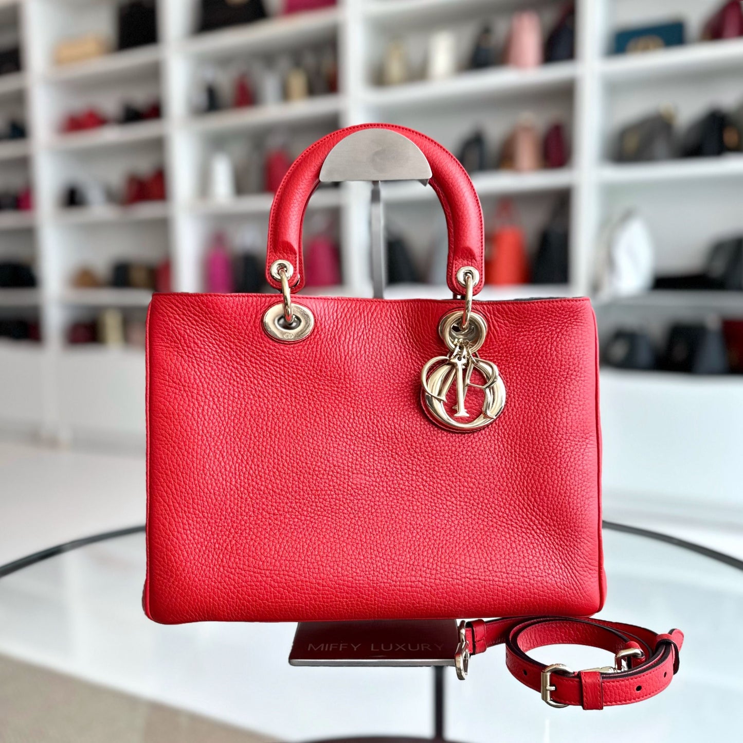 Diorissimo Medium Grained Calfskin Red GHW