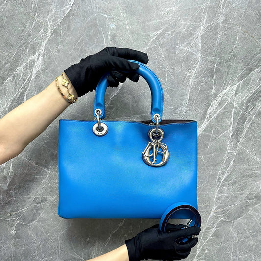 Diorissimo Medium Smooth Calfskin Blue SHW