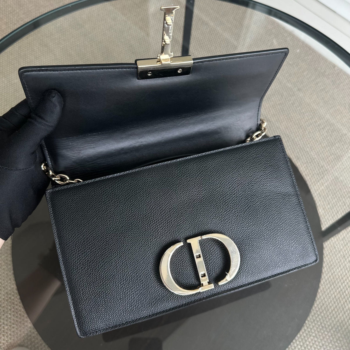 East West Montaigne 30 Grained Calfskin Black LGHW