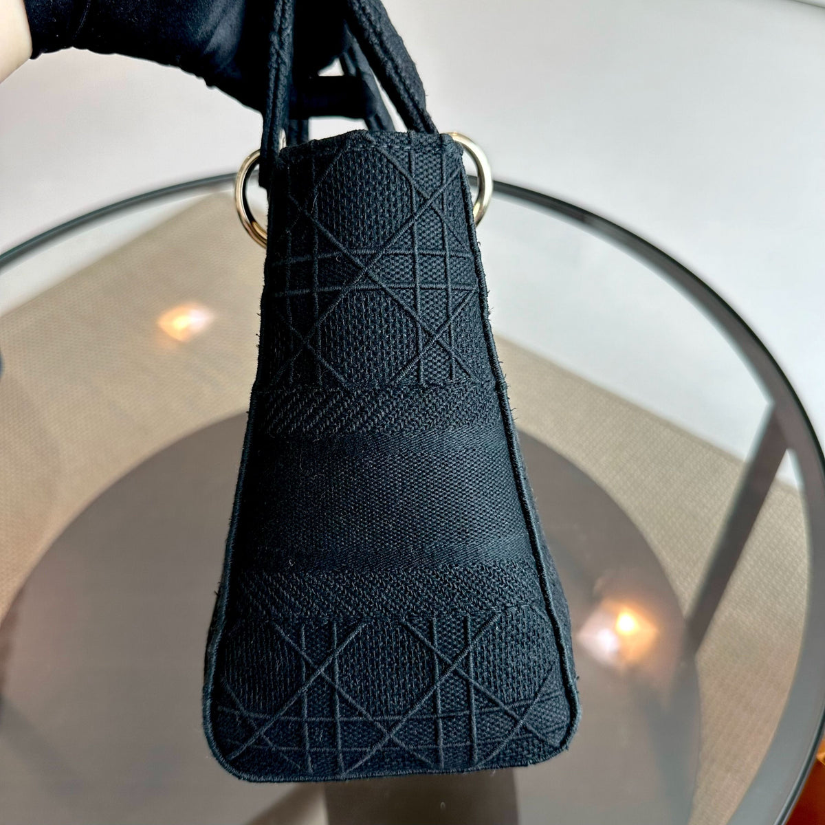 Lady D-Lite Black Cannage Embroidery D Lite Cross Body GHW