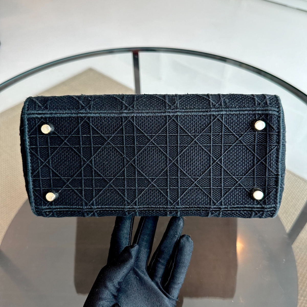 Lady D-Lite Black Cannage Embroidery D Lite Cross Body GHW