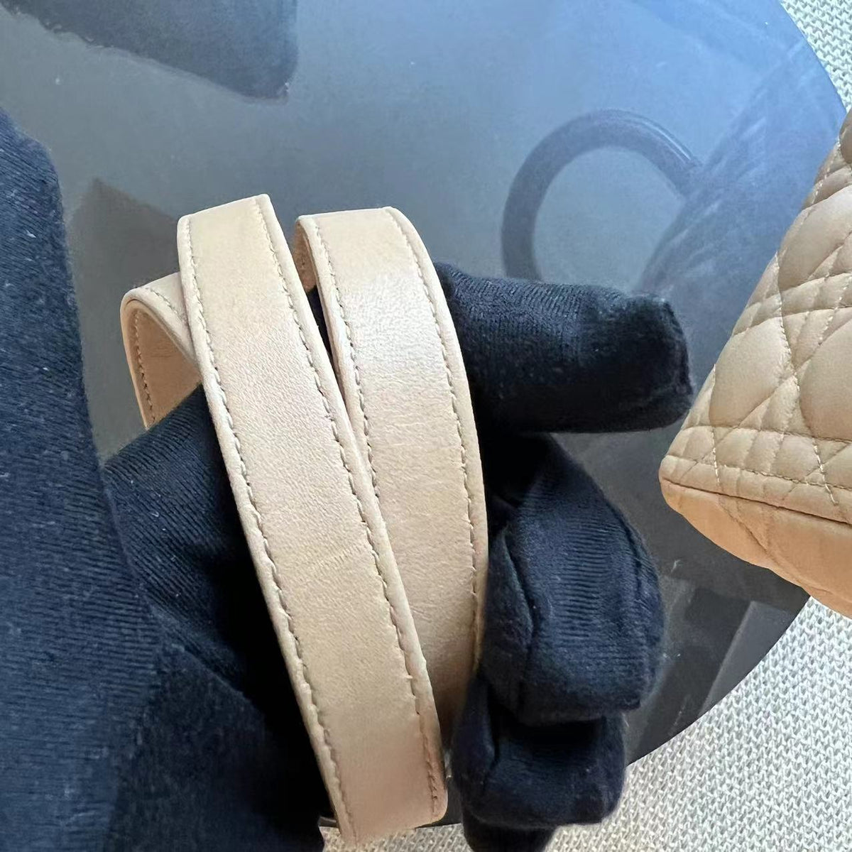 Lady Large Cannage Lambskin Beige SHW