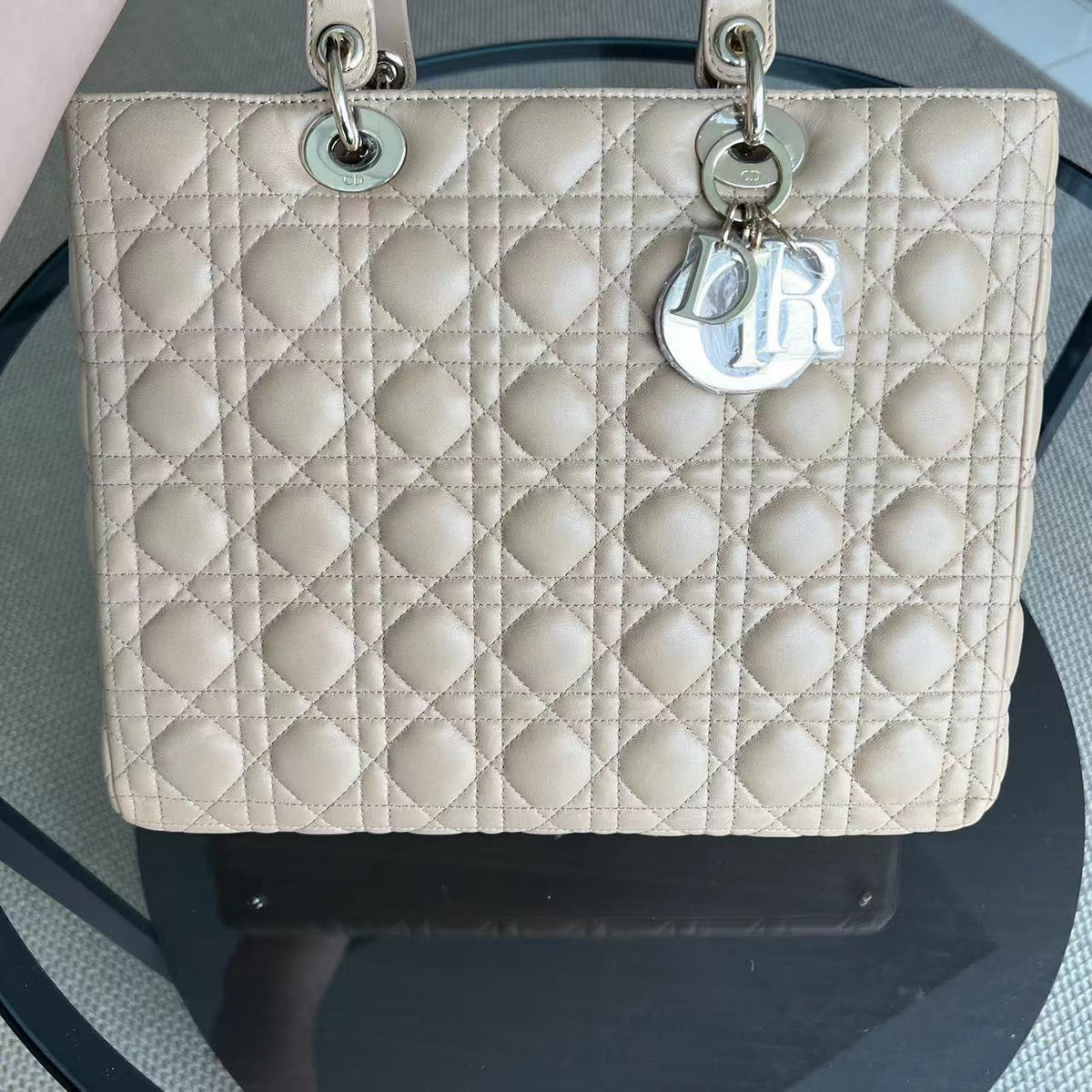 Lady Large Cannage Lambskin Beige SHW