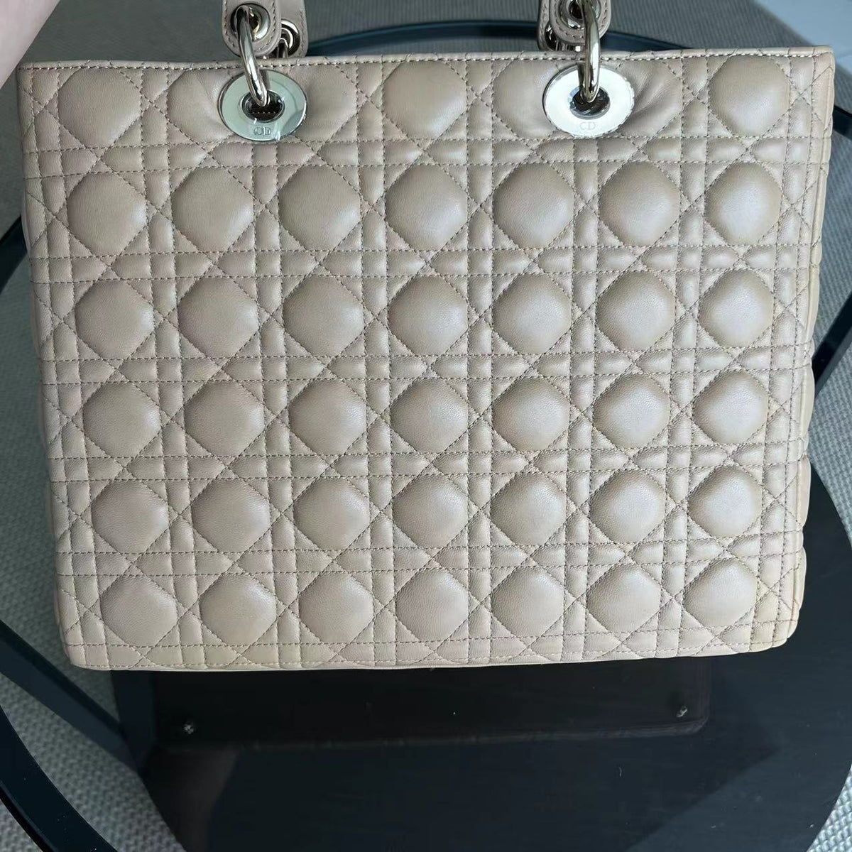 Lady Large Cannage Lambskin Beige SHW