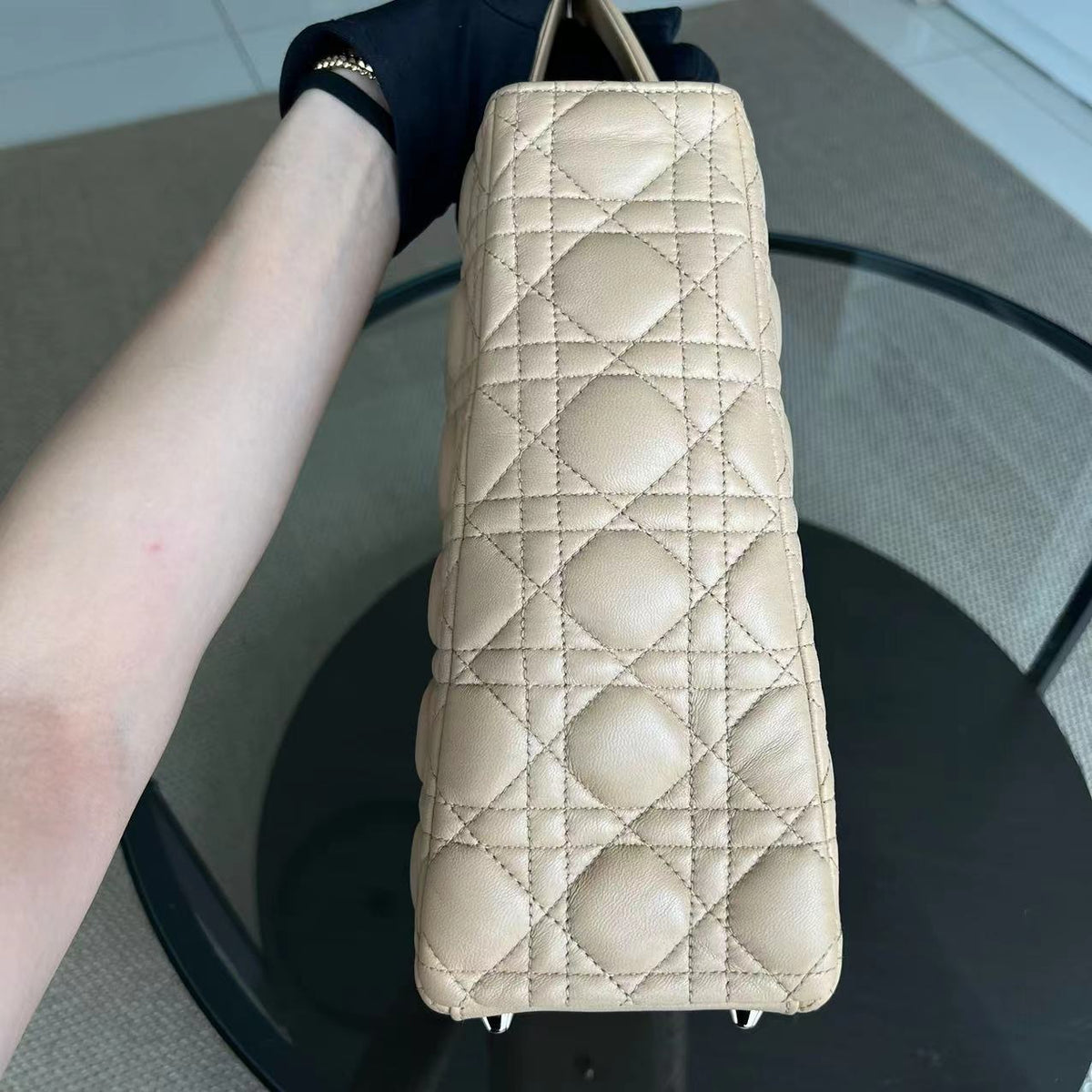Lady Large Cannage Lambskin Beige SHW