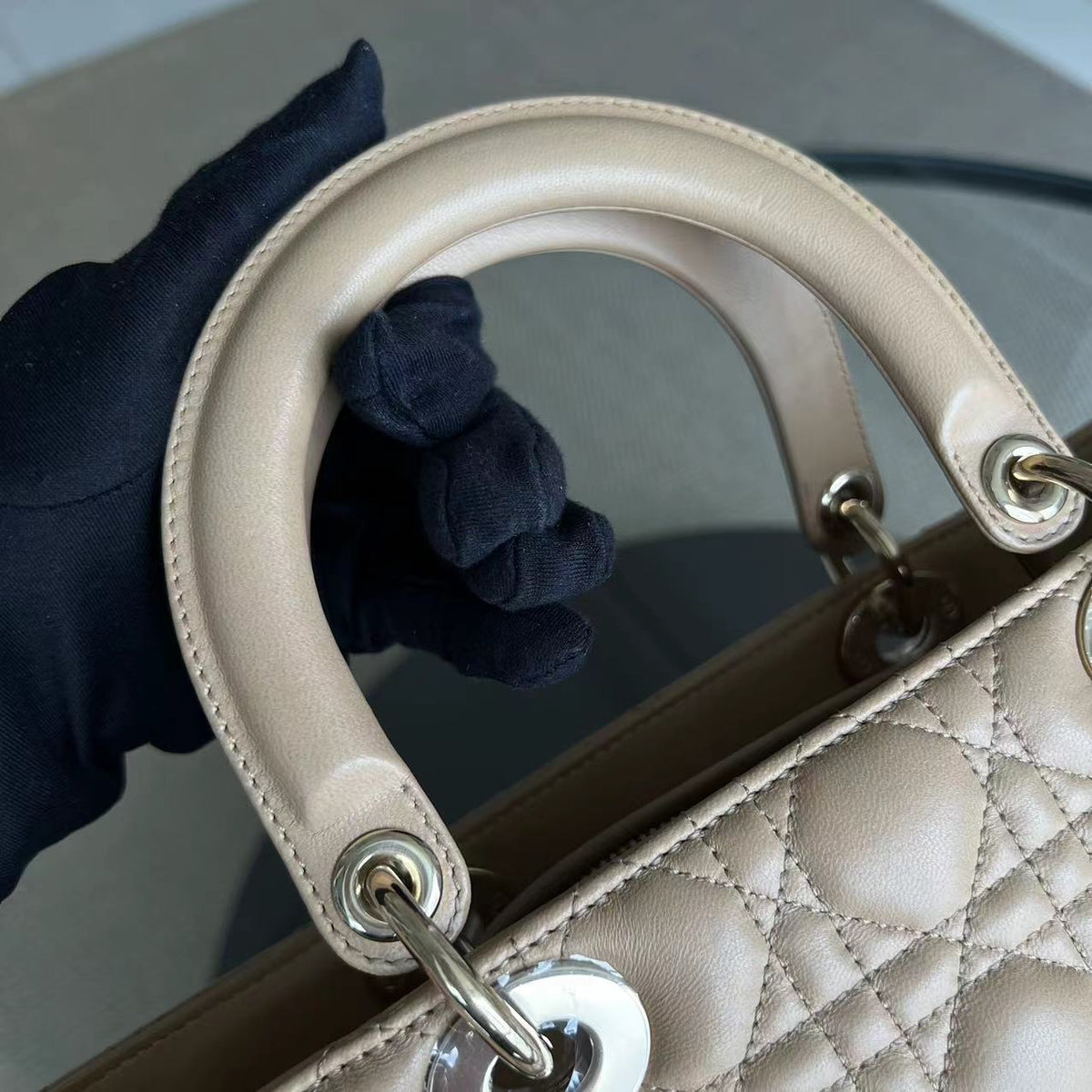 Lady Large Cannage Lambskin Beige SHW