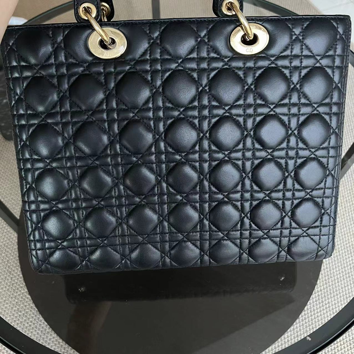 Dior Lady Large Cannage Lambskin Black Golden Hardware