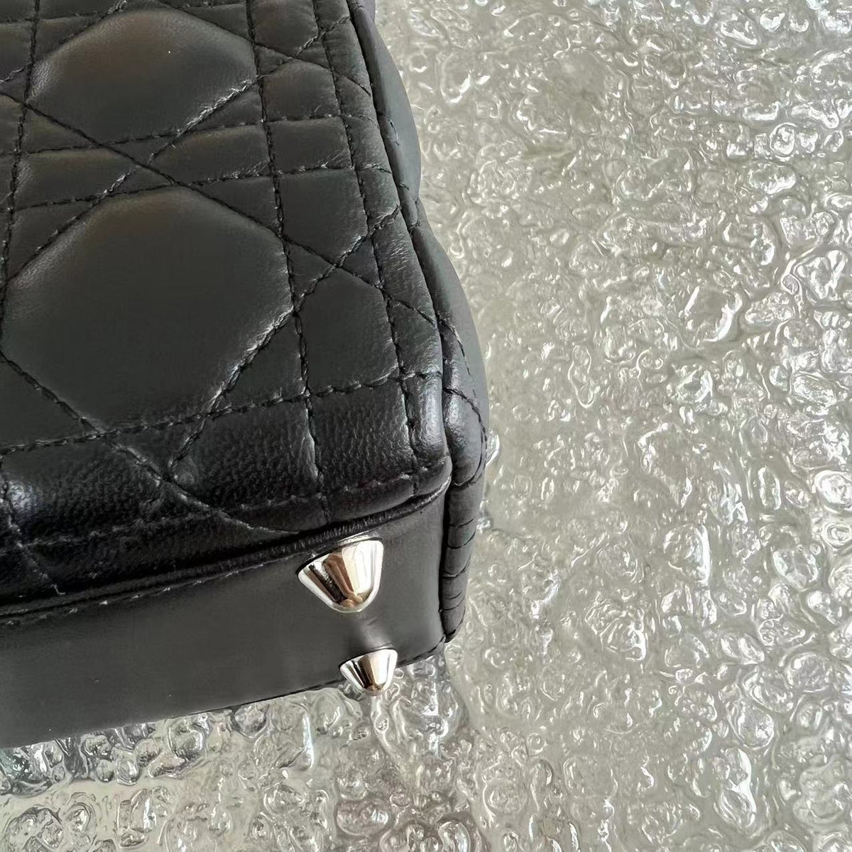 Lady Large Cannage Lambskin Black Silver Hardware