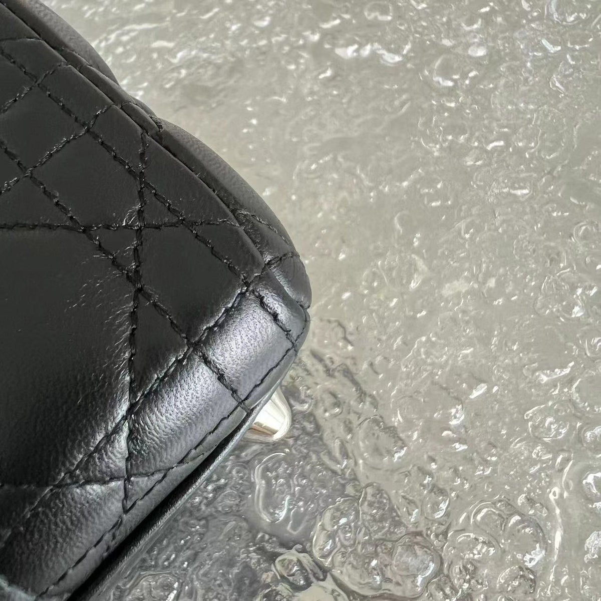 Lady Large Cannage Lambskin Black Silver Hardware