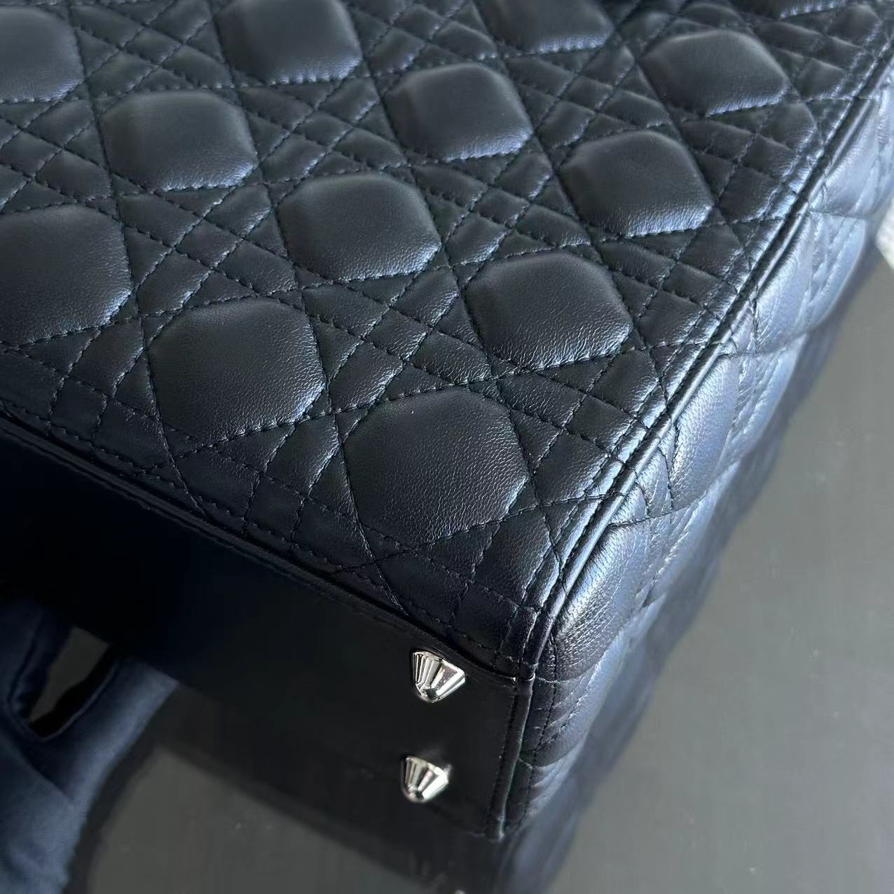 Lady Large Cannage Lambskin Tote Black SHW