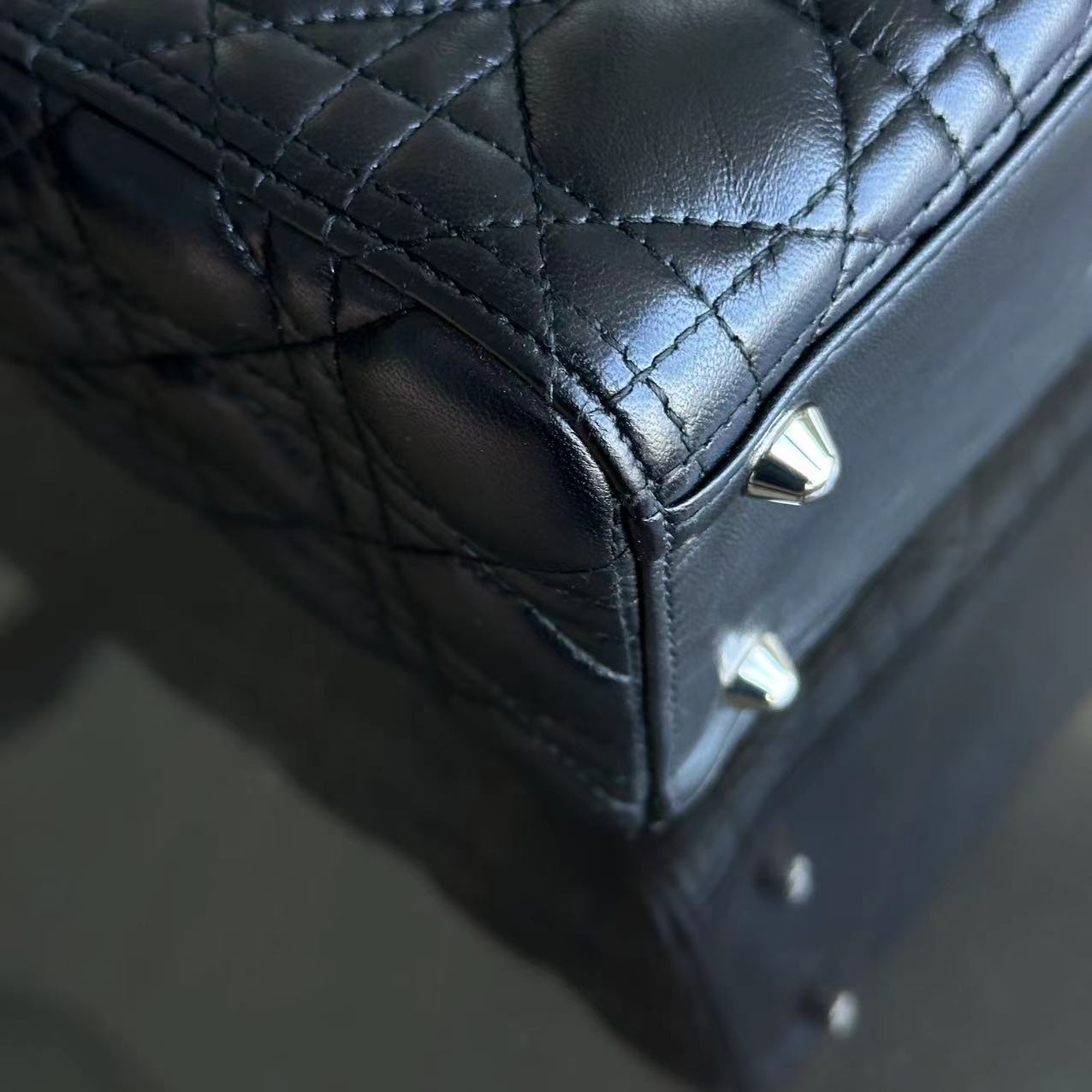 Lady Large Cannage Lambskin Tote Black SHW