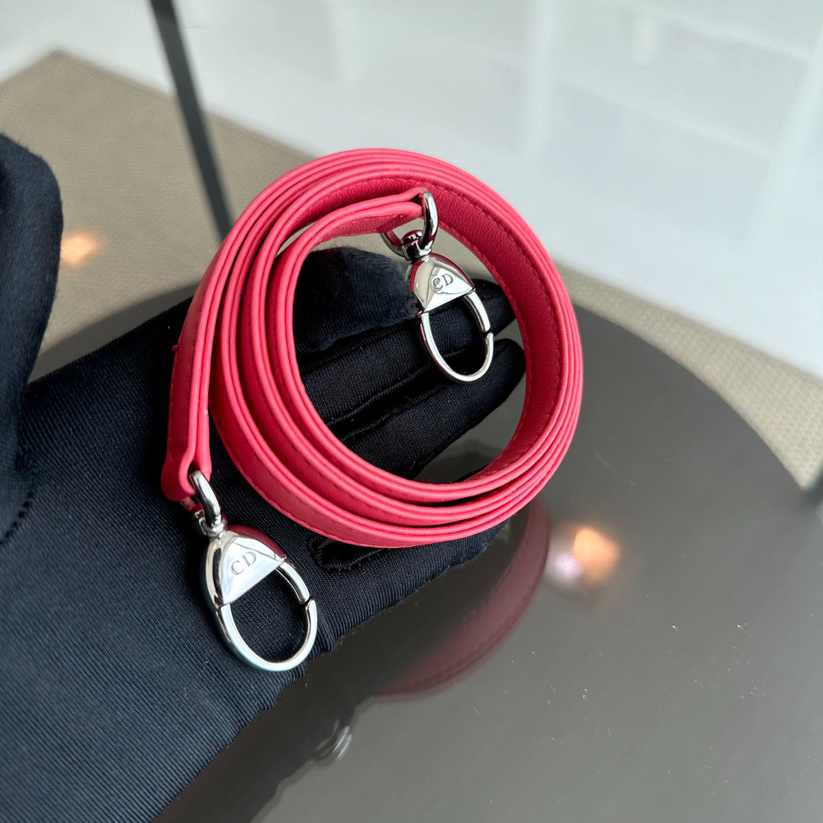 Lady Large Lambskin Cannage Hot Pink SHW