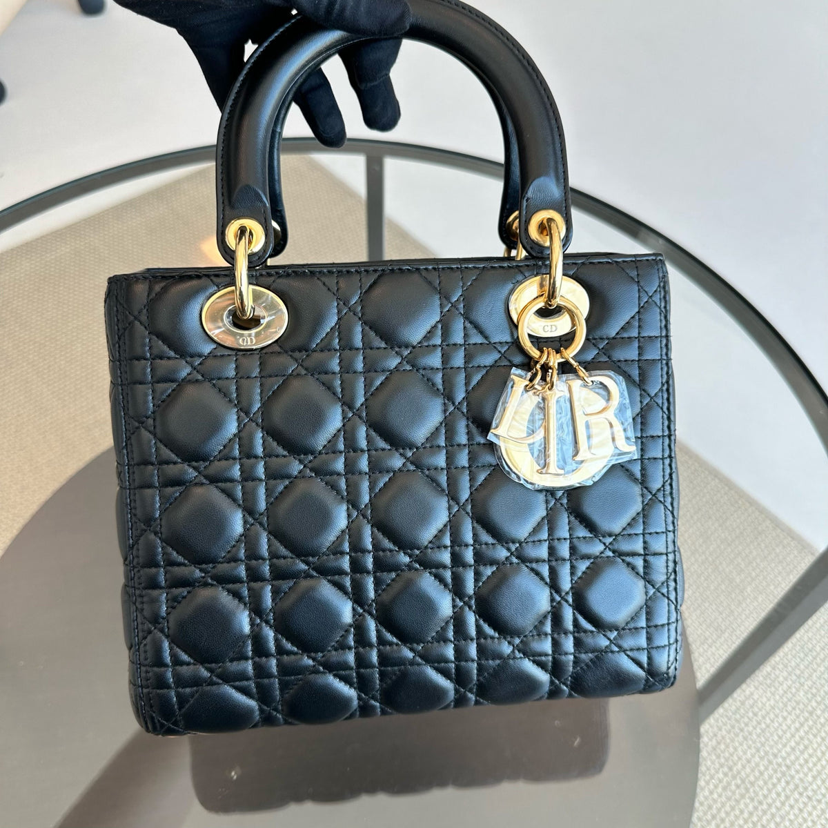 Lady Medium Cannage Lambskin Black GHW