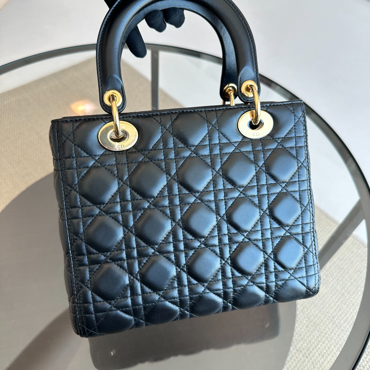 Lady Medium Cannage Lambskin Black GHW