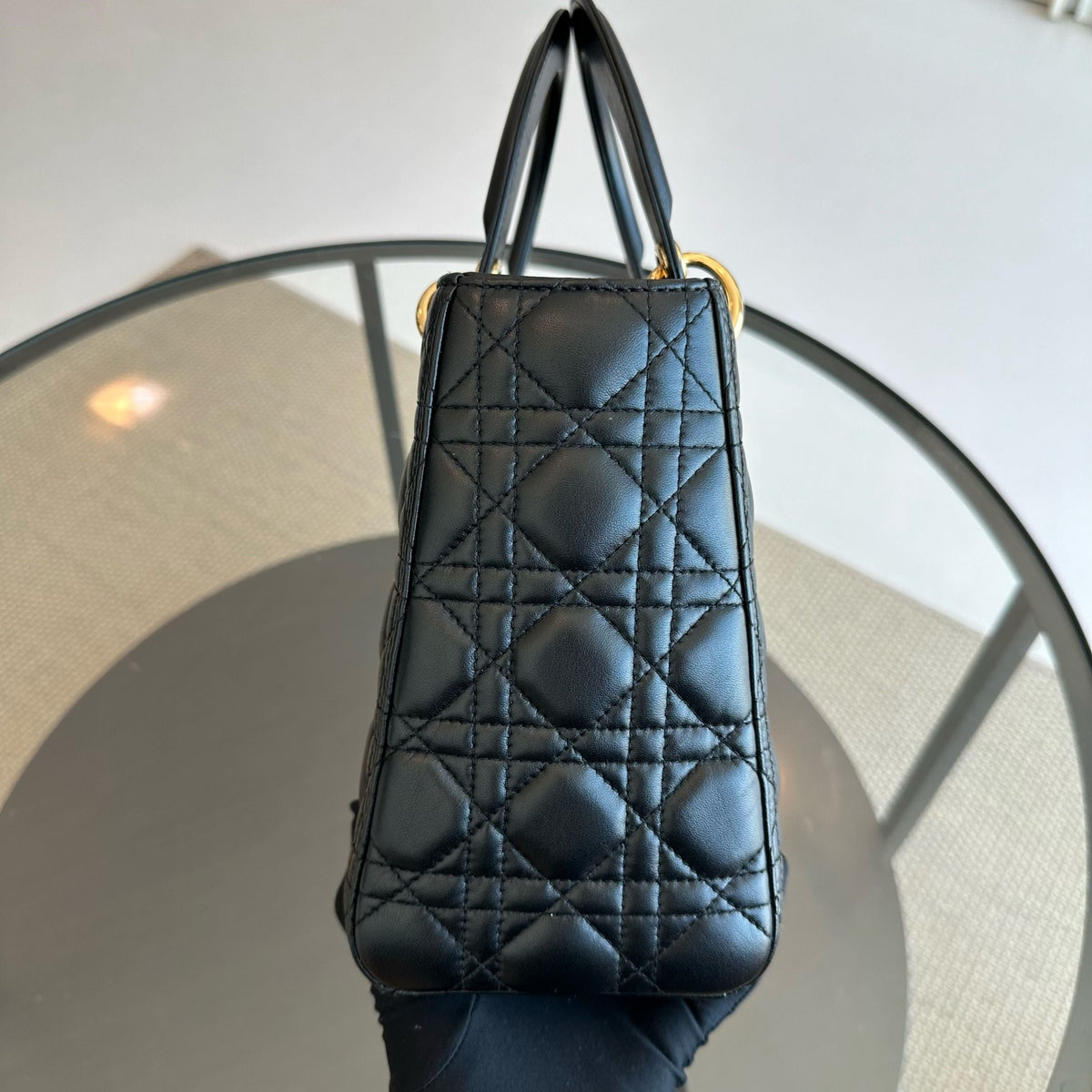 Lady Medium Cannage Lambskin Black GHW