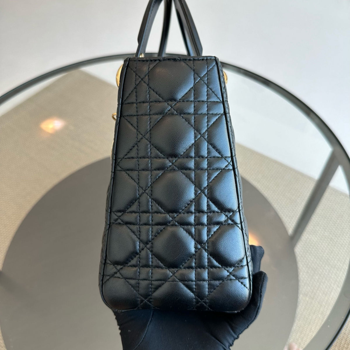 Lady Medium Cannage Lambskin Black GHW