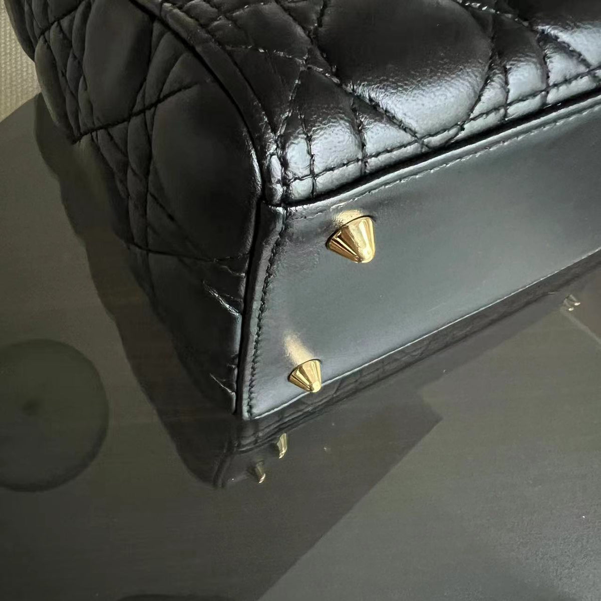 Lady Medium Cannage Lambskin Black GHW No Strap