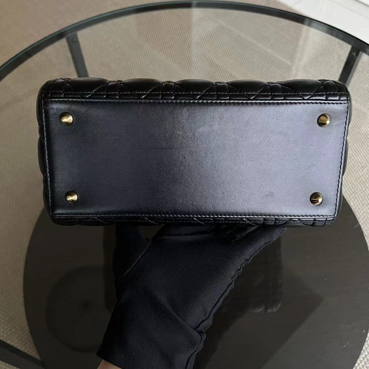 Lady Medium Cannage Lambskin Black GHW No Strap
