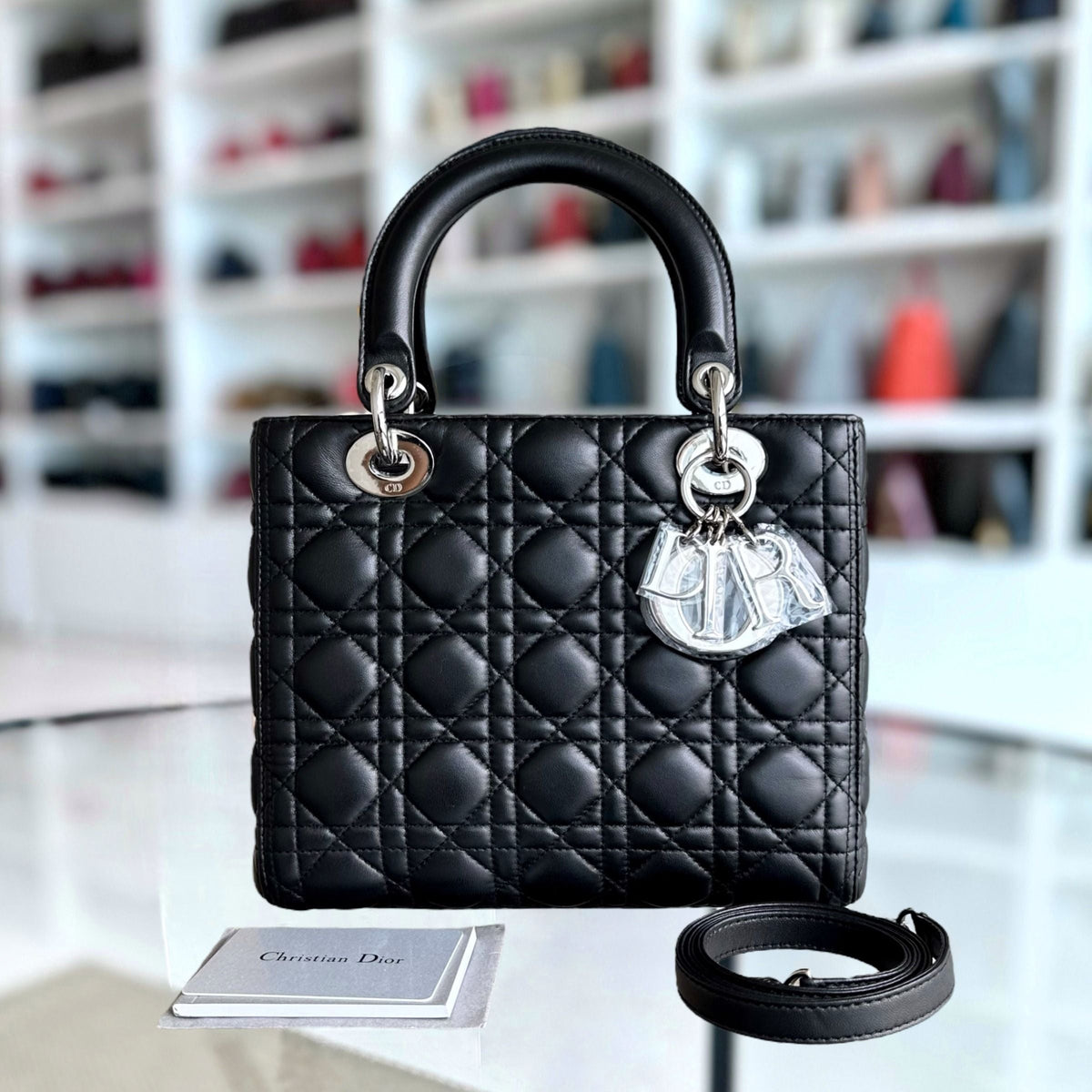 Lady Medium Cannage Lambskin Black SHW