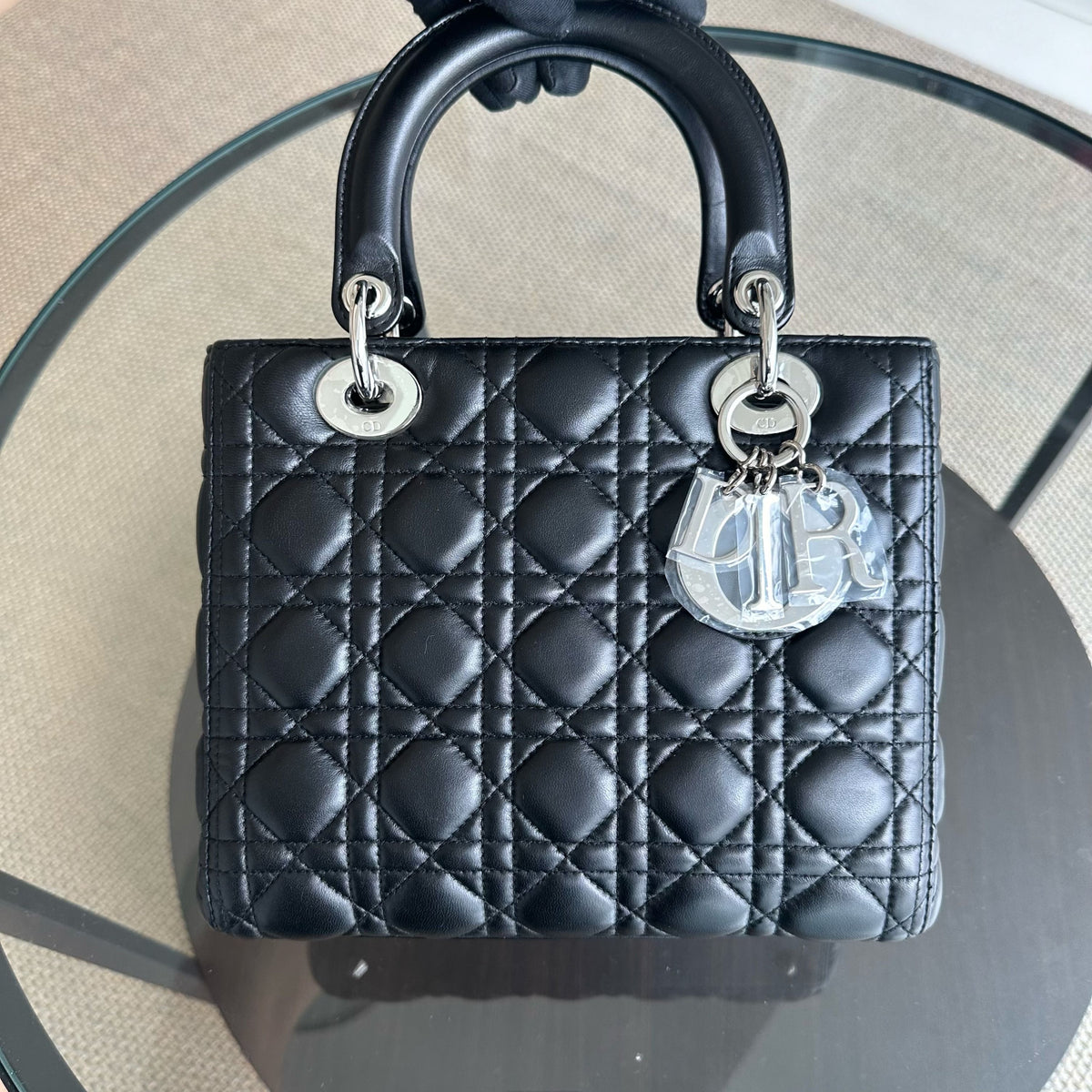 Lady Medium Cannage Lambskin Black SHW