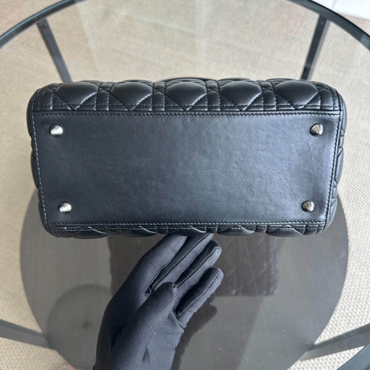 Lady Medium Cannage Lambskin Black SHW