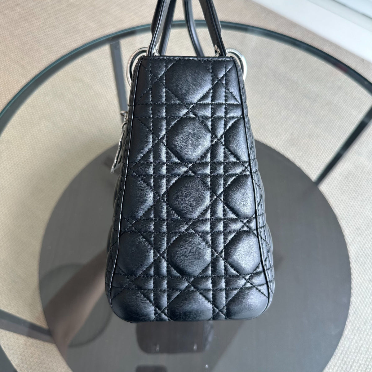 Lady Medium Cannage Lambskin Black SHW