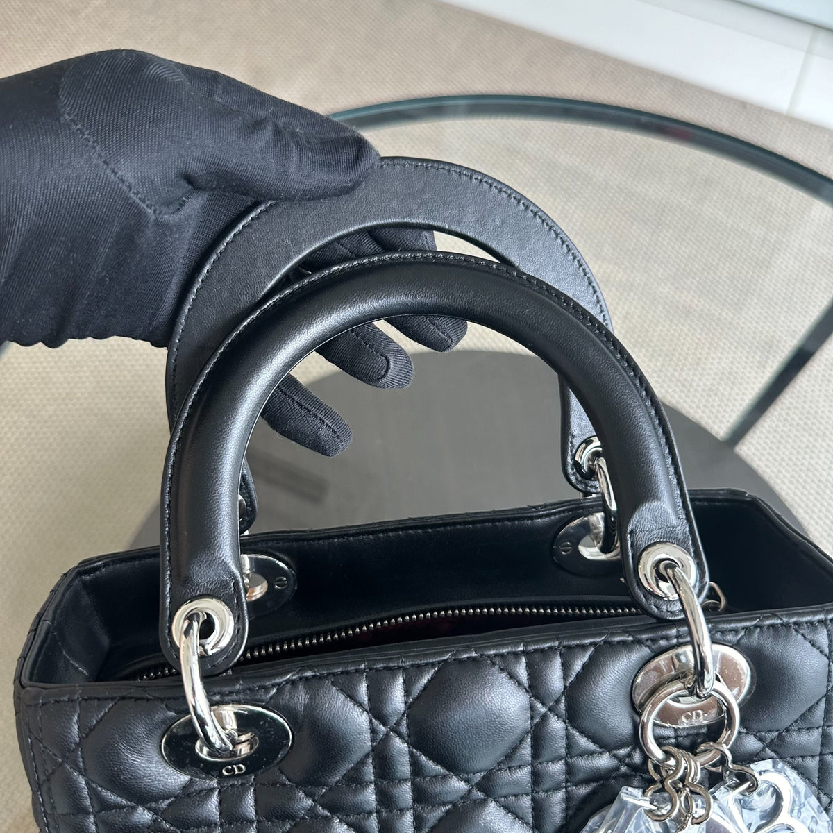 Lady Medium Cannage Lambskin Black SHW