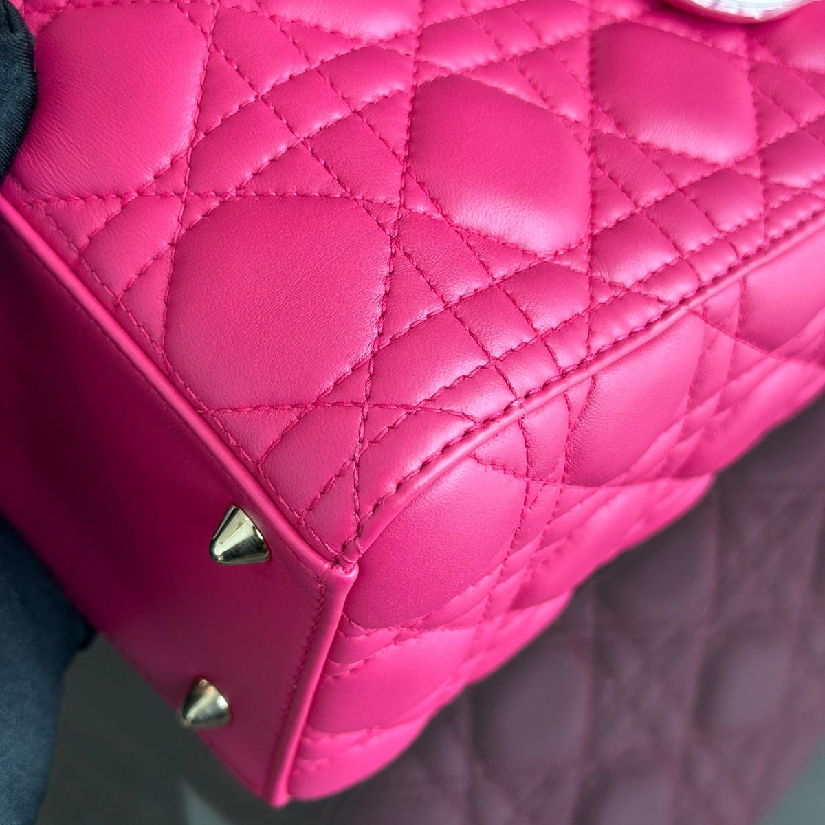 Lady Medium Cannage Lambskin Hot Pink GHW