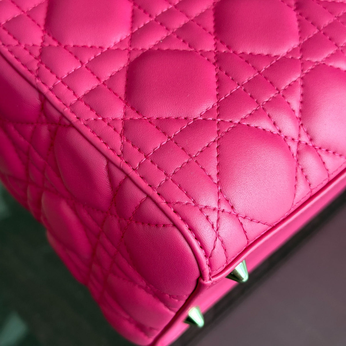 Lady Medium Cannage Lambskin Hot Pink GHW