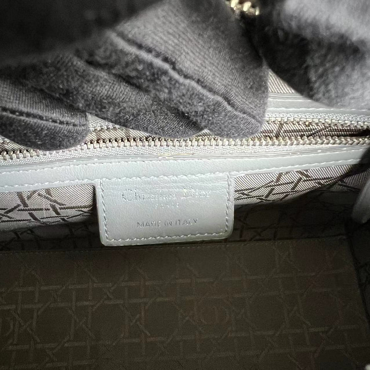 Lady Medium Cannage Lambskin Light Grey Gray SHW